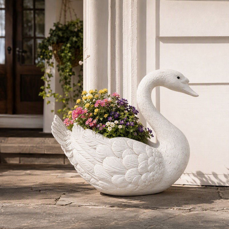 Grande statue de jardin en résine blanche, 12.6''