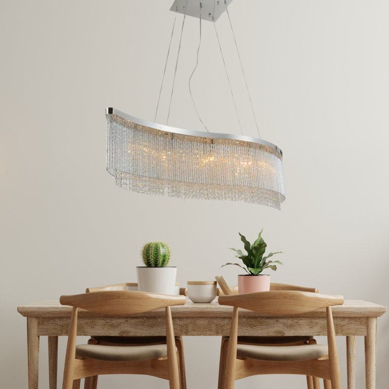 Lustre en cristal Hockaday, H 14 po x l 44 po x P 32 po, 8 lumières
