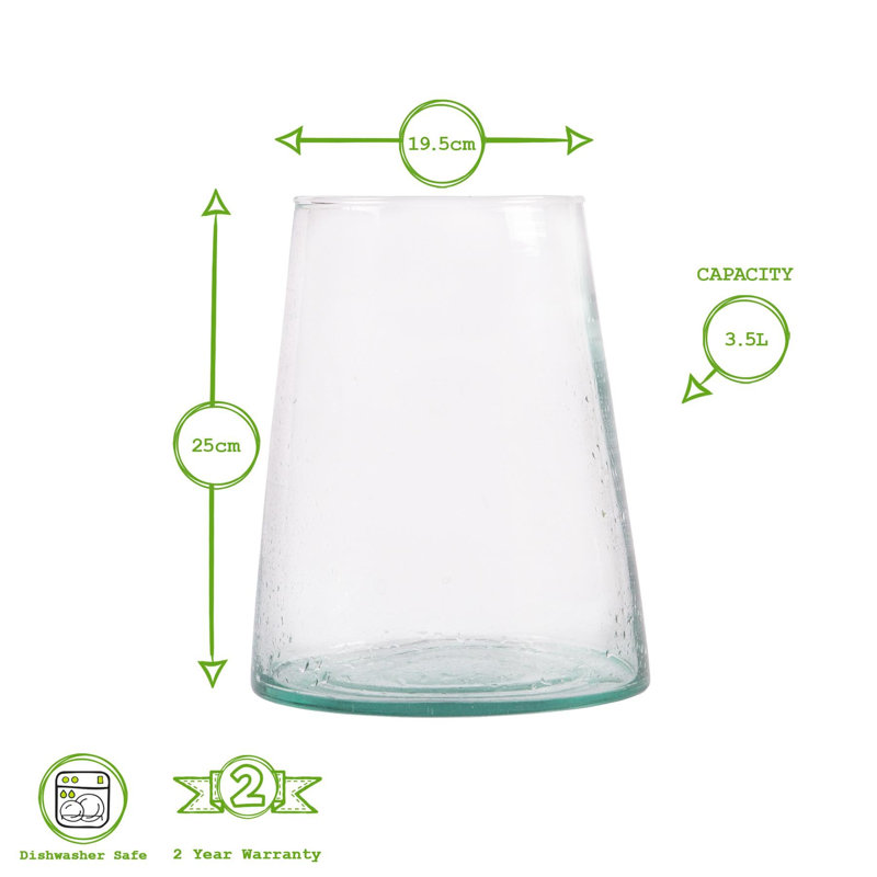 Jebel Recycled Glass Vase - 3.5 Litre - By Nicola Spring, Transparent