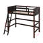 Lit mezzanine simple en bois massif avec échelle-193428067