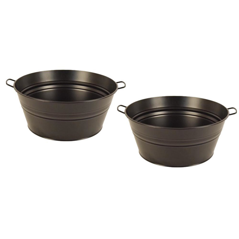 Rozario Metal Pot Planter, Dark Gray, 8" H x 19.5" W x 19.5" D