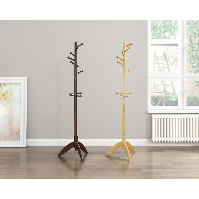 Natural Finish Coat Rack Solid Wood, Natural