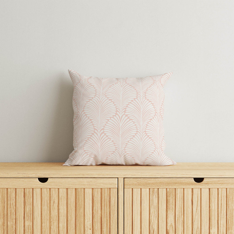 Coussin Elegant Palms, Motif floral rose, H 26 po x l 26 po