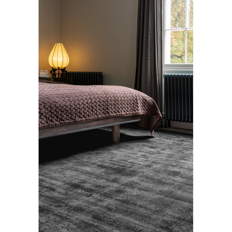 Doris Plain Silky Charcoal/Grey Rug, Rectangle 160 x 230cm