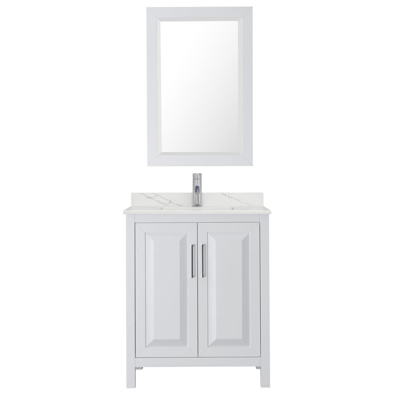 Daria 30'' W Single Vanity, Matte Black, Gray, White Quartz