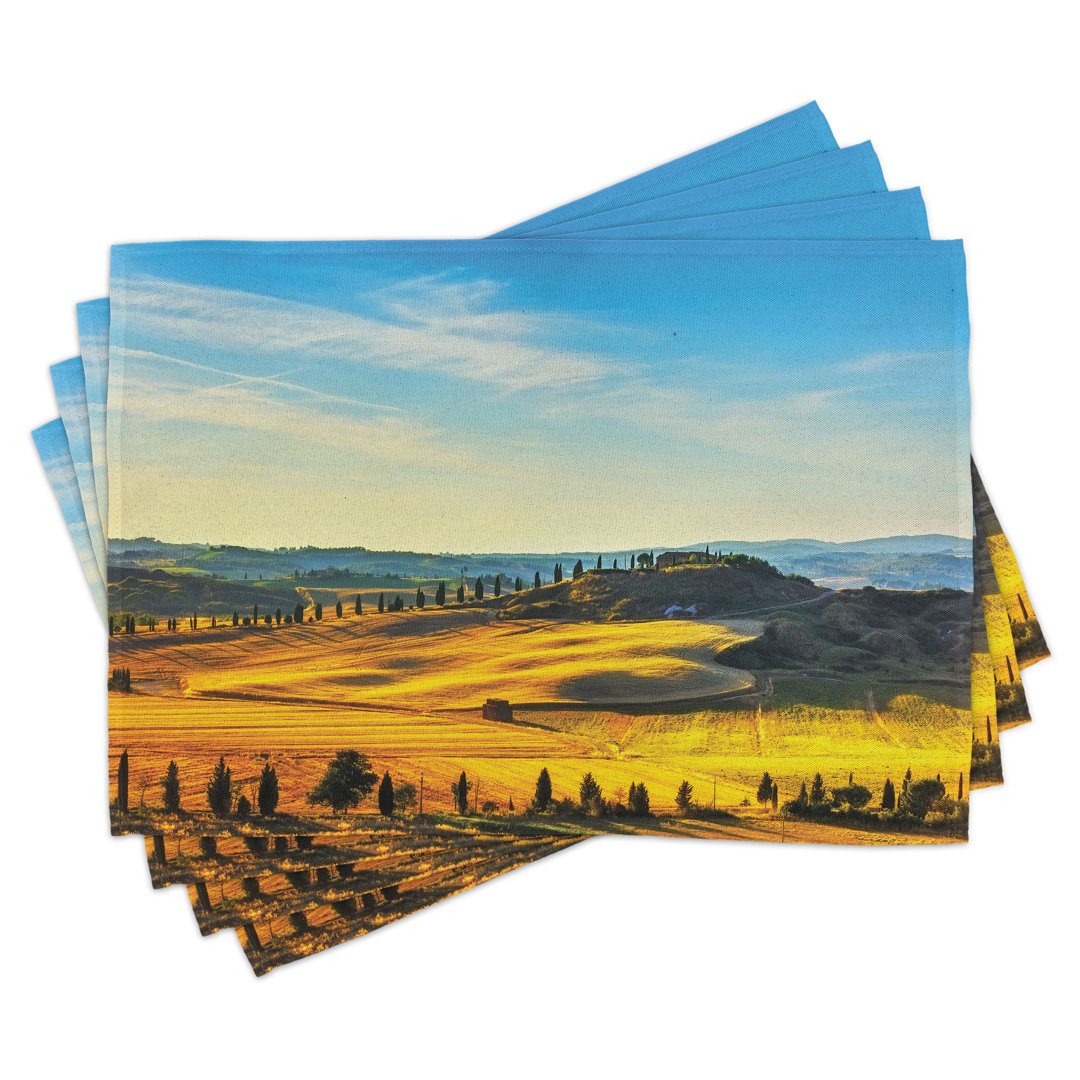 Platzdeckchen 4er-Set, Italien Bauernland ländlich, blau gelb