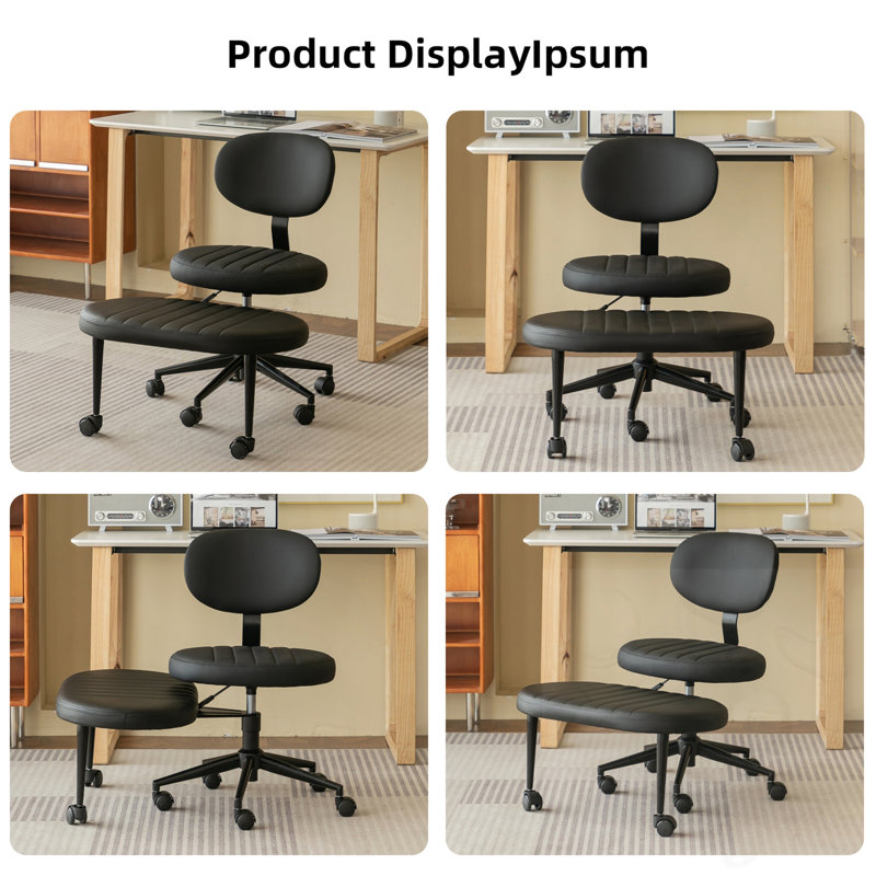 Swivel Cross Legged Office Chair, Faux Fur, Black