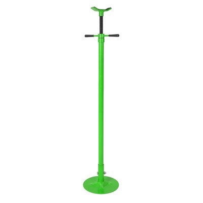 Support de levage sous-roue 3/4 tonne (750 kg) – Réglable de 132 à 193 cm – Vis Acme autobloquante, selle profilée – Base à disque de 30 cm – Vert + Gants d'installation