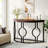 Half Moon Console Table For Entryway, Wood Accent Table With Metal Base For Living Room, Hallway