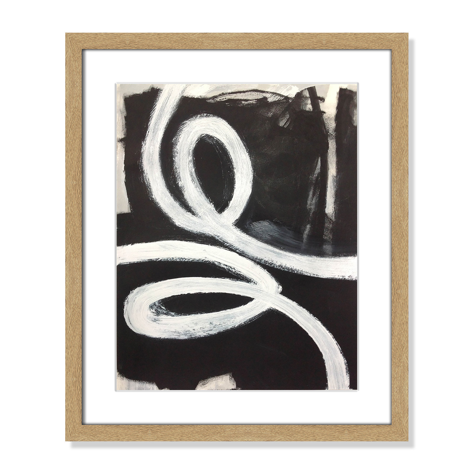 Bronte "Swirly Swirls I" Print, 19" H x 16" W x 2" D, Natural Woodgrain Box Framed, No