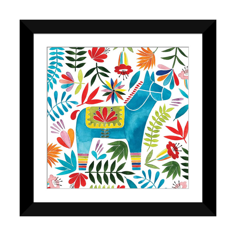 « fête otomi i », impression sur toile, Papier d'art encadré noir, H 24 po x l 24 po x P 1 po, Blanc