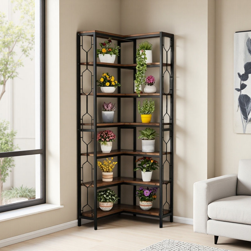 78.7" Tall Bookshelf 7-Tier Industrial Display Shelf Corner Shelf