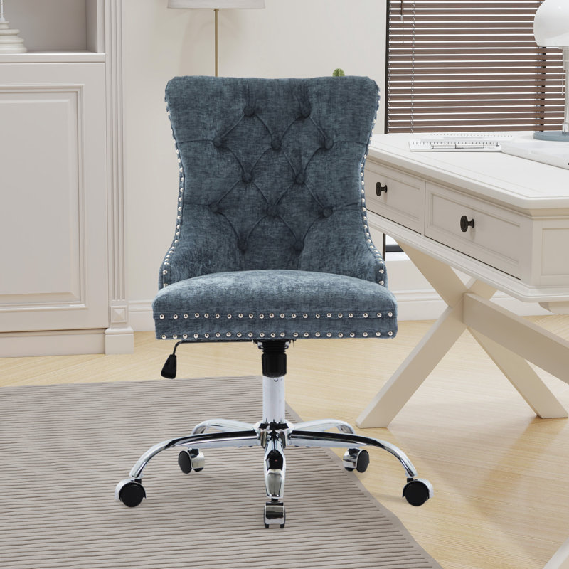 Chaise de bureau en chenille, Bleu clair