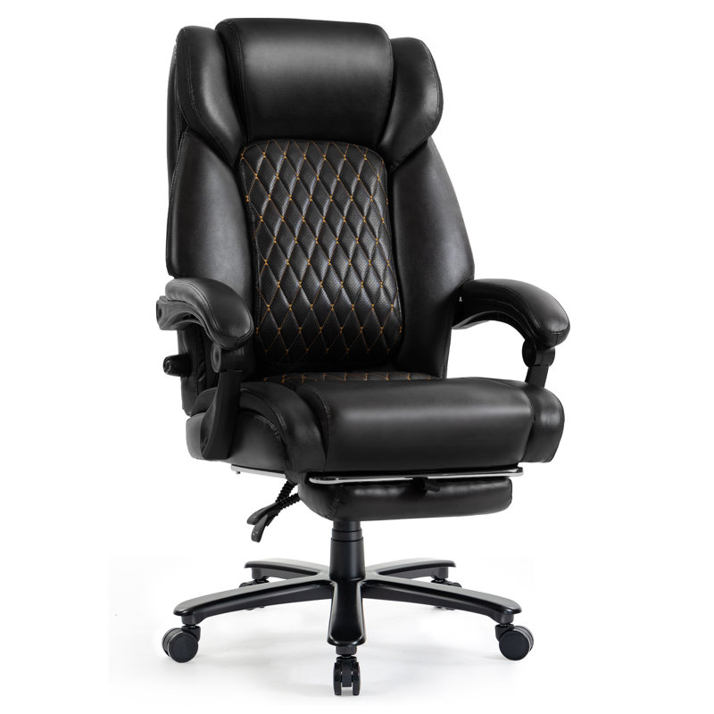 500LBS Ergonomic High Back Office Chair Reclining Adjustable Lumbar Support PU Executive Chair with Footrest