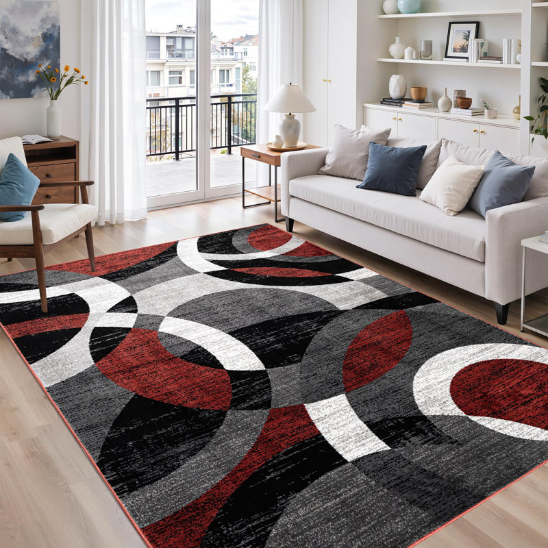 Abstract Area Rug, Terra, Rectangle 80 x 150 cm
