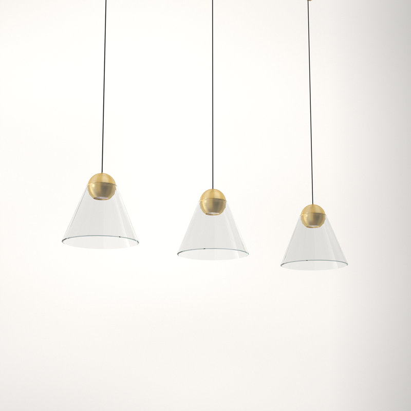 Jeffery 3 Light Glass Dimmable Pendant