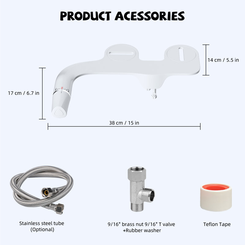  Non-electric Dual Nozzle Bidet Accessory, Adjustable Water Pressure, Self Clean Water Sprayer
