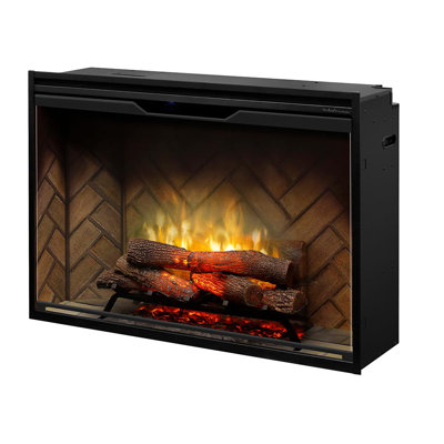 Dimplex Revillusion Electric Firebox Herringbone Brick Interior with Front Glass Panel