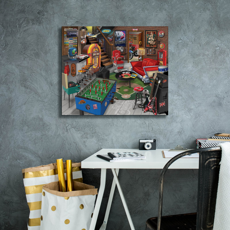 «Retro Man Cave» par Bigelow, illustrations sur toile, H 20 po x l 24 po x P 0,75 po
