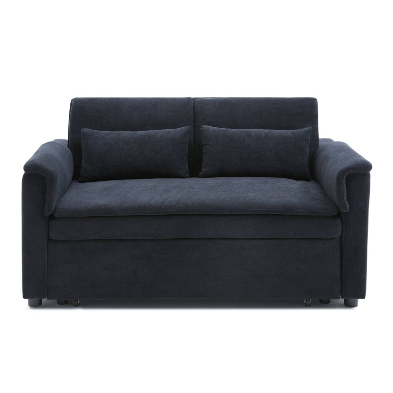 55" Velvet Two Seater Pull Out Sofa Bed