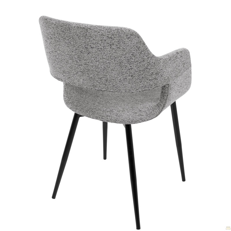 Chaise d'appoint Mid-Century moderne en tissu noir avec tissu gris - ensemble de 2, Gris, Noir