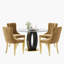 Ensemble de table de salle à manger haute brillance ronde avec 4 chaises de salle à manger en velours-1212418366-1212418338