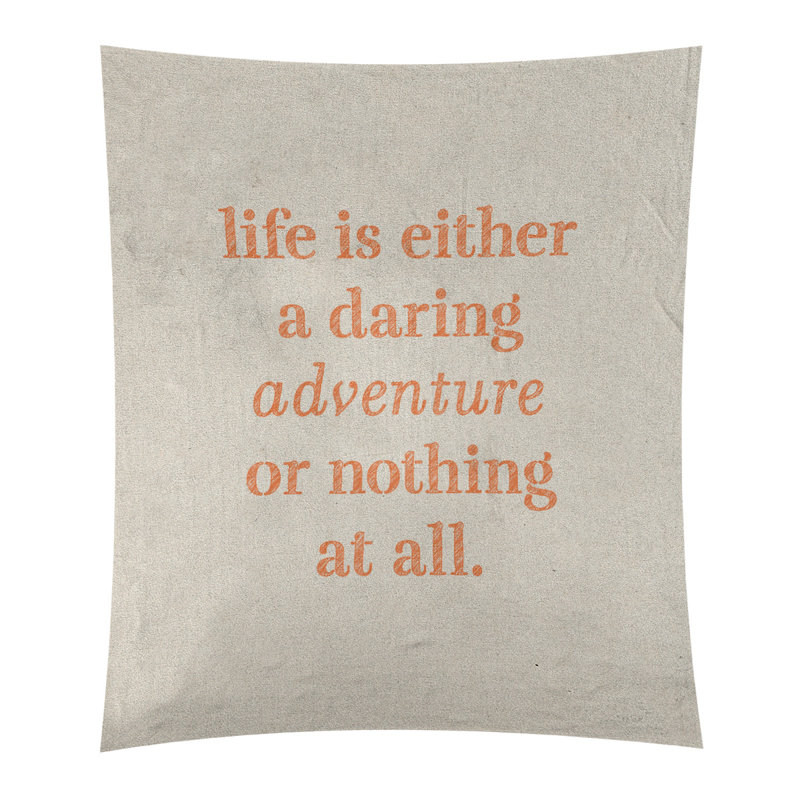 Tapisserie en polyester "life quote" adventure, H 60 po x l 51 po, Blanc / orange