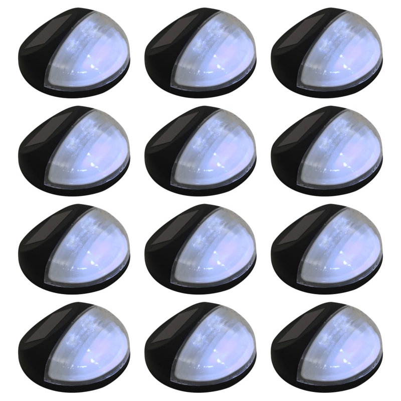 12 - Bulb Solar Powered Integrated LED Outdoor Bulkhead Light, Black