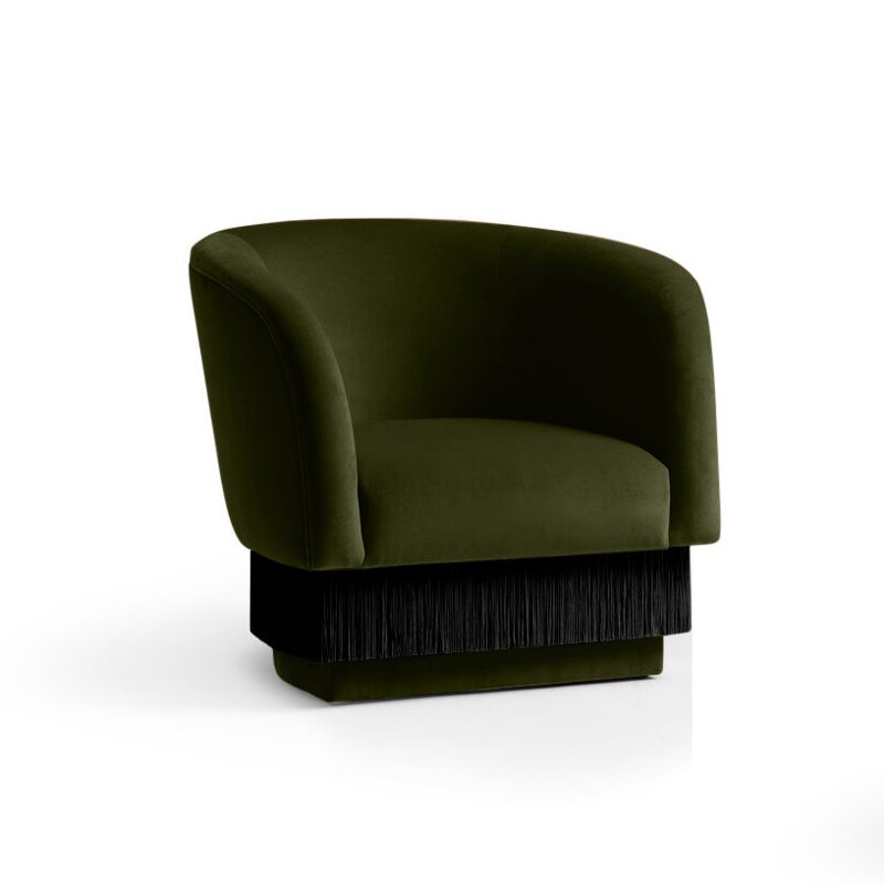 La Folie Barrel Chair, Kiwi Velvet