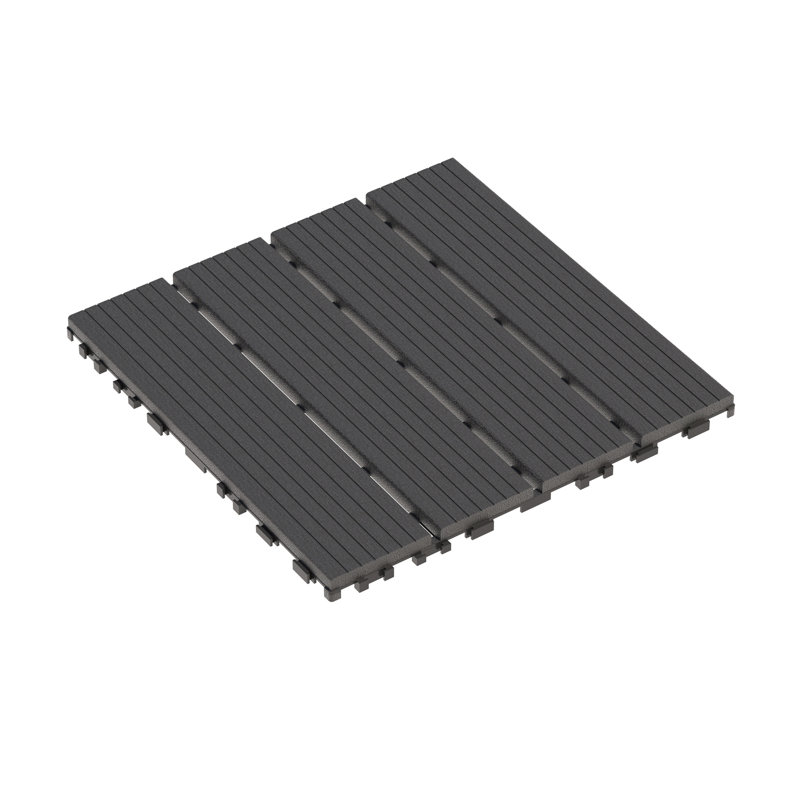 Plastic Interlocking Deck Tiles, Dark Gray