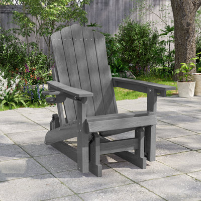 Glider Adirondack Chair with 3-Position Adjust, Wood-Like HDPE Patio Chair, All-Weather for Outdoor, 350lb Capacity