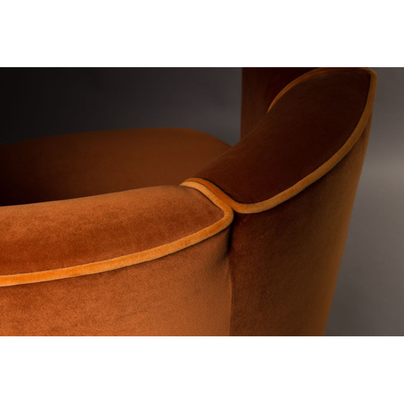 Flower Swivel Barrel Chair, Orange Velvet