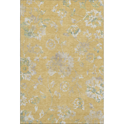 Premium Machine Washable Prisco Gold Rug