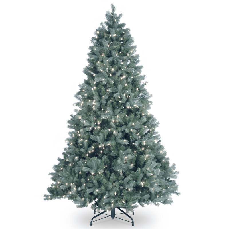 The Holiday Aisle® Downswept Douglas Blue Fir Tree with Clear Lights, 7.5' H
