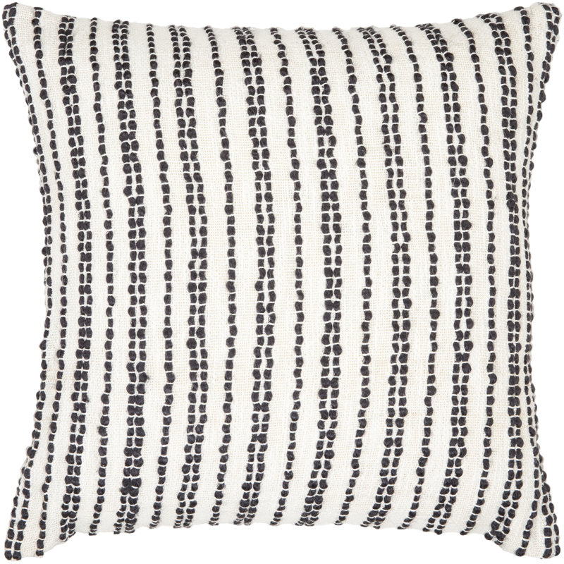 Coussin Amora, 20 po x 20 po, Housse de coussin seulement - sans insert, Blanc / gris foncé