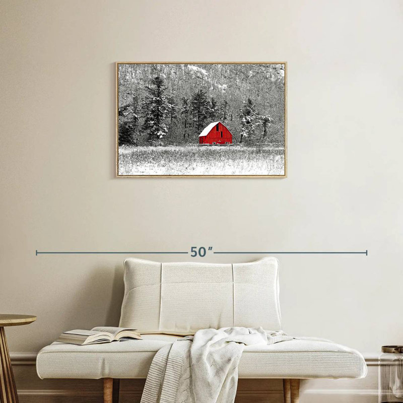 Grange d'hiver de Montréal, Cadre flottant en bois naturel, 31 po x 21 po