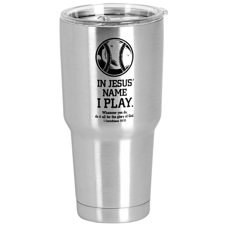 Verre de baseball au nom de Jésus «I Play»