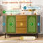 Jaxenor Rattan Sideboard with Sliding Doors & Drawers, Walnut Storage Cabinet with Adjustable Compartments, Metal Legs, Buffet Cupboard for Dining Room & Living Room