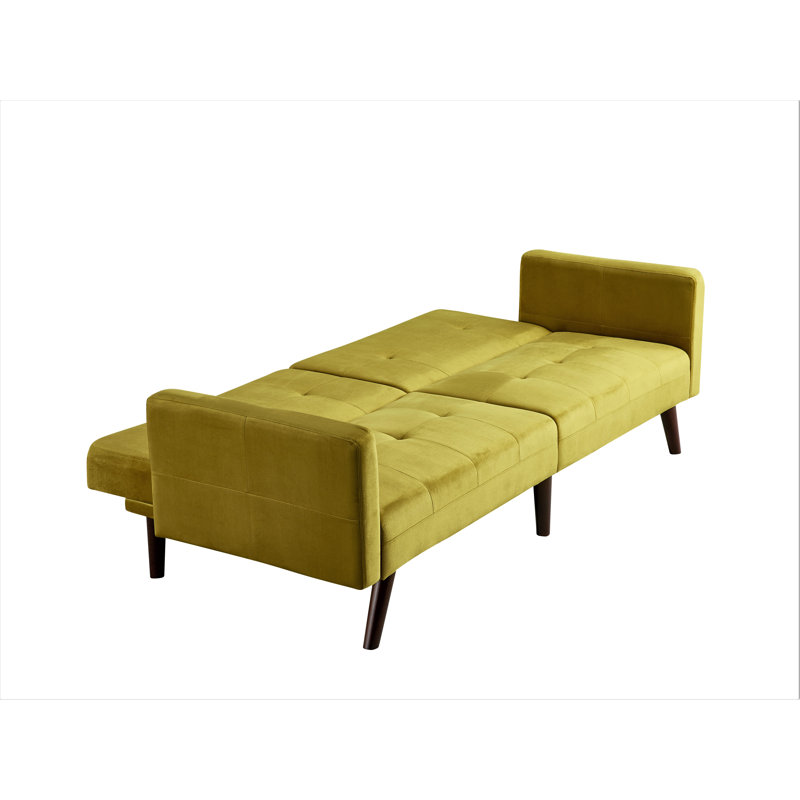 Charmeka 79'' Velvet Sleeper Sofa, Yellow Velvet