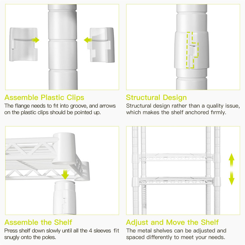 White 5-Tier Metal Storage Rack with Adjustable Shelves