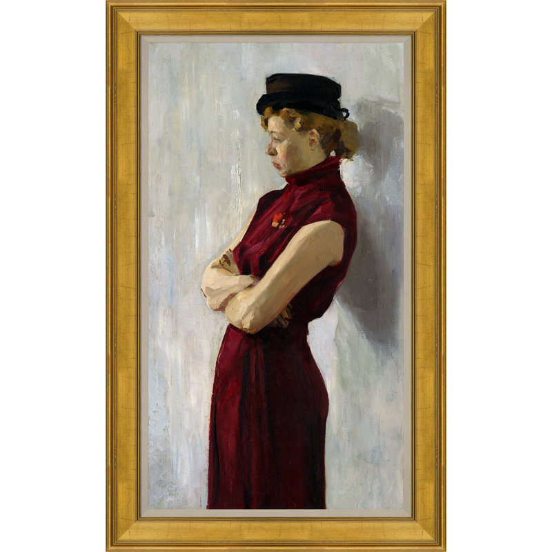 «Lady in Red», peinture sur toile encadrée