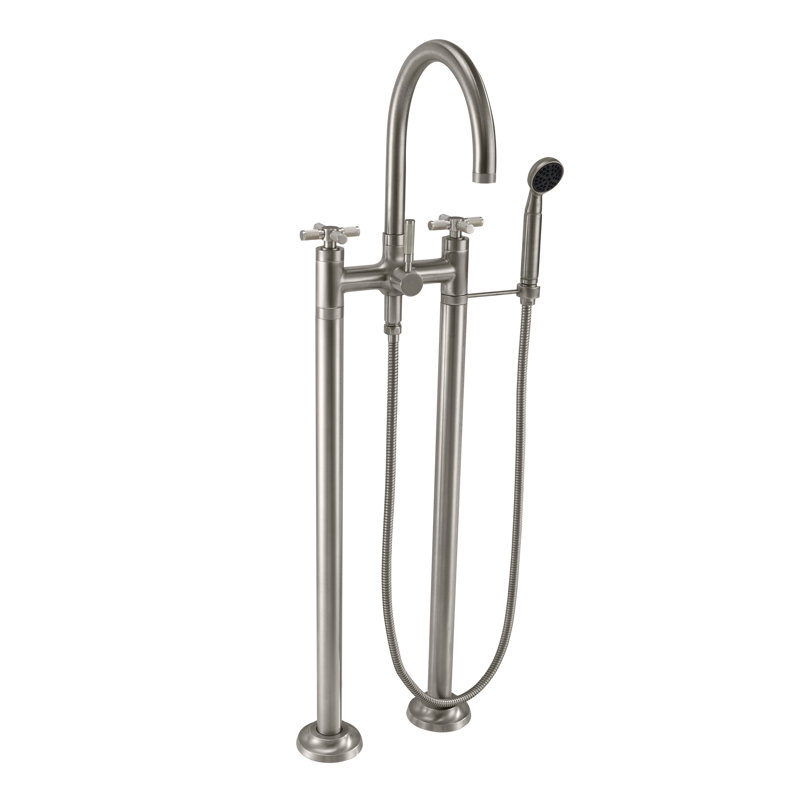 Descanso Tub Filler with Diverter, Polished Chrome, Cross Handle