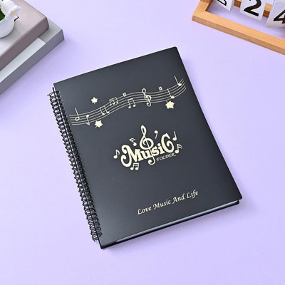 Plastic Music Score Folder Gold-Embossed 20-Page A4 Music Scores Folder Transparent Insert Piano Sheet Music Folder Non-Reflective Music Sheets Multi-Functional Scores Folder For Editing