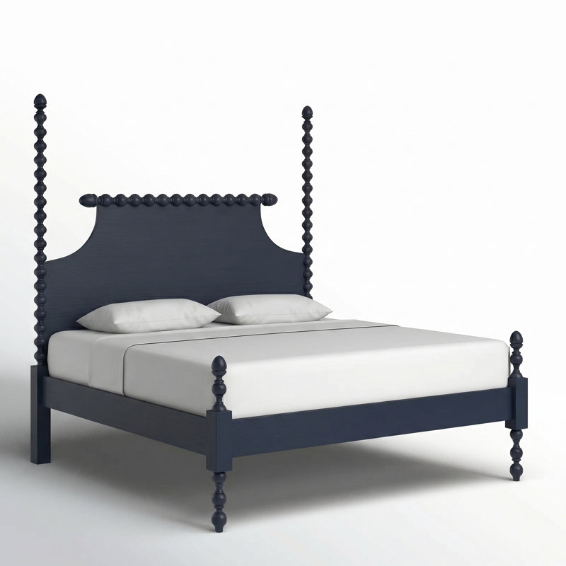 Emily Spindle Four Post Bed, Navy, King
