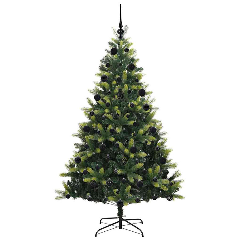 Artificial Hinged Christmas Tree 300 LEDs Green, 6.89' H, Black