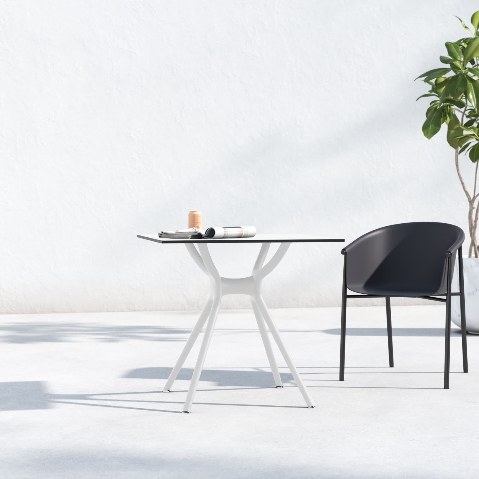 Farrah 31" W Square Patio Dining Table, White