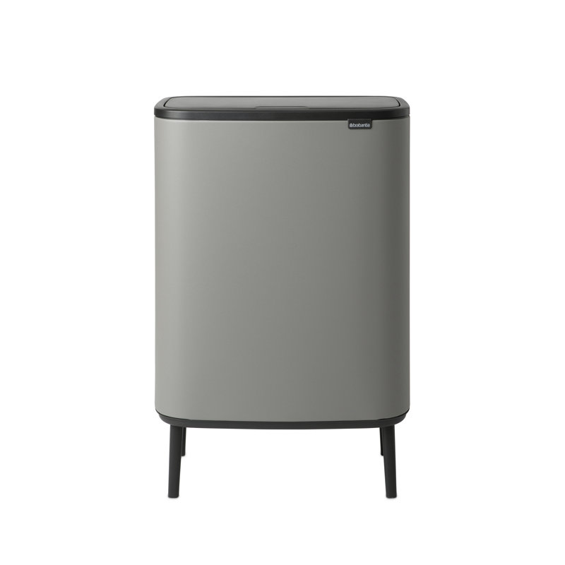 Bo Hi 30 Steel 60 Litre Touch Top  Multi - Compartments Rubbish & Recycling Bin, Mineral Concrete Grey