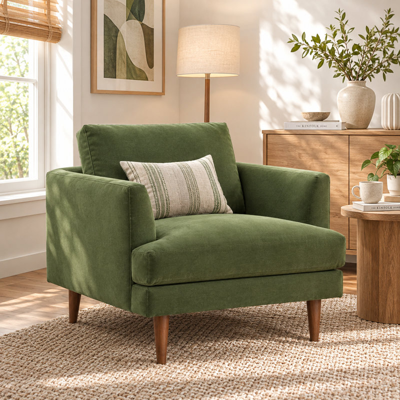 Fauteuil Miller, Velours vert olive