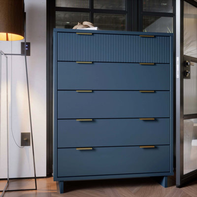 Commode 38 "en bleu minuit Granville (5 tiroirs)