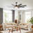 72" Large Black Modern Ceiling Fan with Dimmable LED Lights and Remote, Quiet Reversible DC Motor 6 Speed Fan for Living Room-393610112